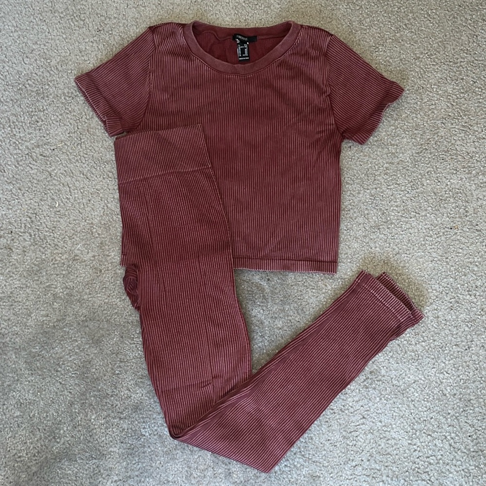 Ribbed Burgundy Loungewear Set